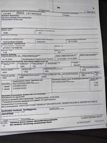 Saab 9-3 Urjala - valokuva 7