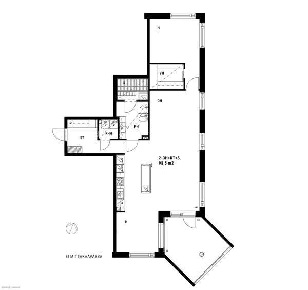 3h, avok, s, kph, khh, vh, lasitettu parveke  Helsinki - изображение 9