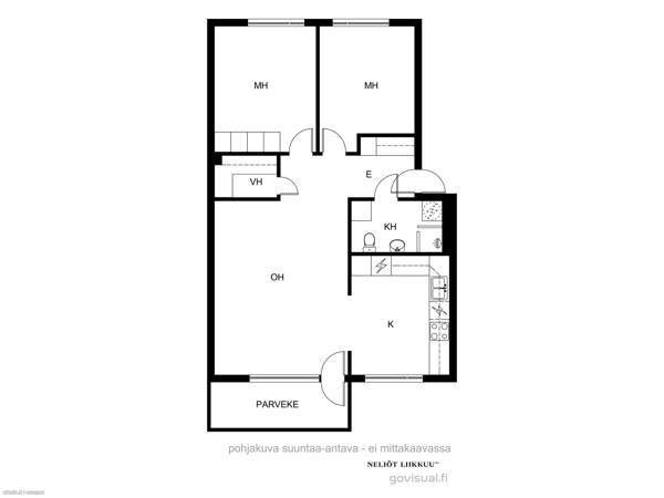 3h,k,kph,lasitettu parveke, vaatehuone  Helsinki - valokuva 2