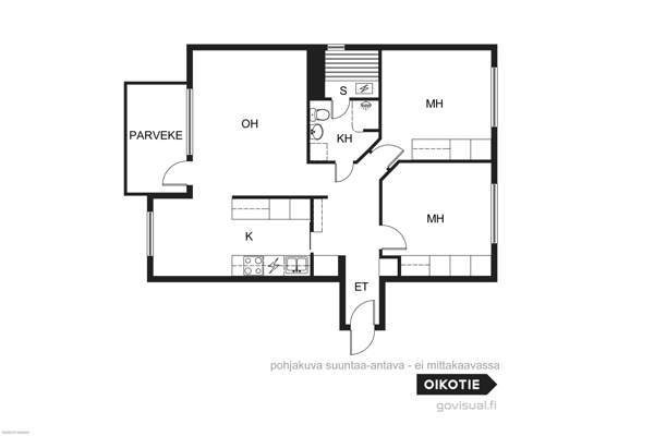 3h + k + kylpyhuone/sauna + lasitettu parveke  Helsinki – foto 3