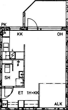 1h+alkovi+kph+kk+ iso lasitettu parveke  Helsinki