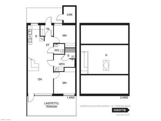 3h + k + wc + khh/kph + sauna + lämmin käyttöullak  Vantaa