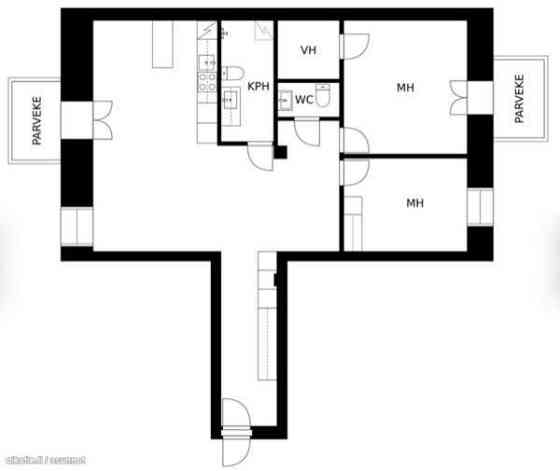 3H + KT + KPH + WC + 2 parveketta  Turtkul