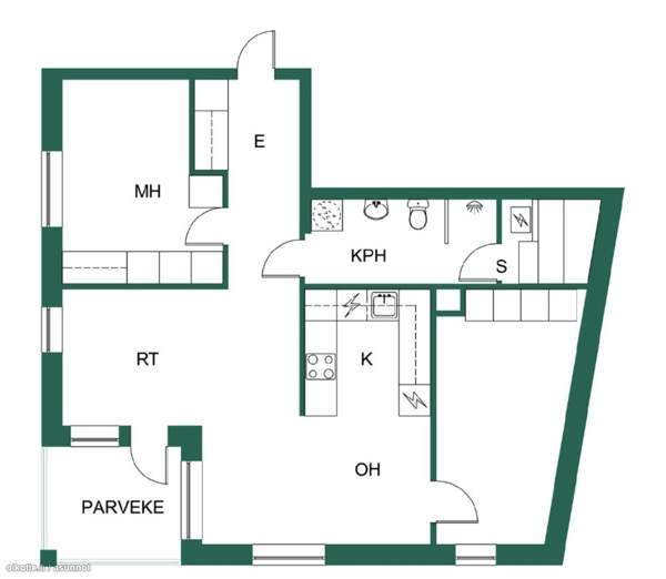 3h + avok + kph + s + lasitettu parveke  Helsinki - valokuva 3