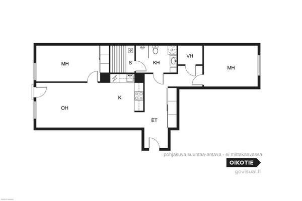 3h+avok+s+ranskal.parveke (yj. 3h+kt+s)  Helsinki - valokuva 2