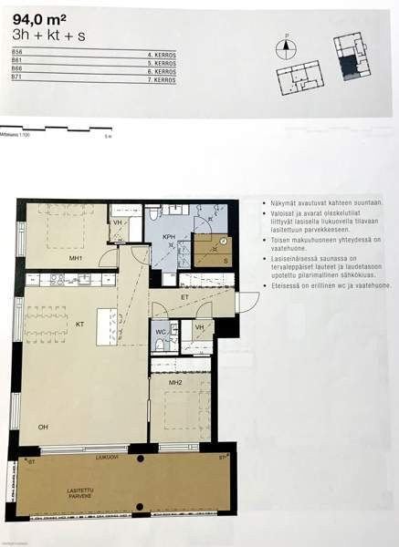3h+k, 2 vaatehuonetta, kph +sauna sekä 2 WC tilaa,  Tampere - valokuva 2