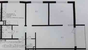 3h + k + kph + vh + lasitettu parveke  Турткуль