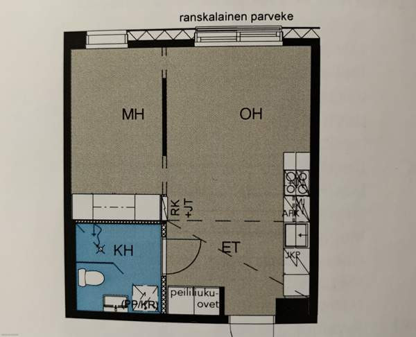 2h/kt + kph + ranskalainen parveke  Tampere - valokuva 6