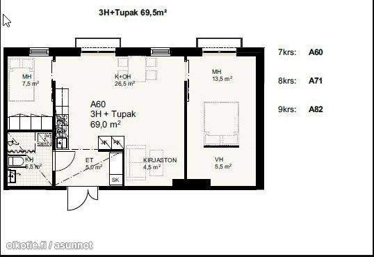3h+tupakeittiö+ph+ranskalainen parveke  Кангасала - изображение 8