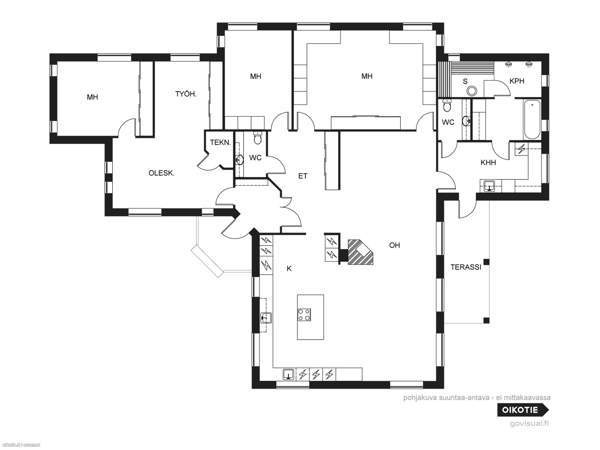 Oh+keittiö/ruokailutila+3 (4) mh+työhuone+tvhuone+  Ulvila - photo 2
