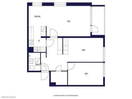 3h + kph/wc + vaatehuone + lasitettu parveke  Луга