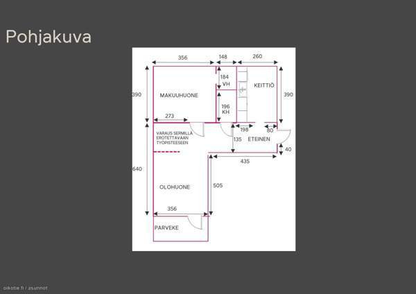 2h + p+vh+parveke  Oulu - valokuva 1