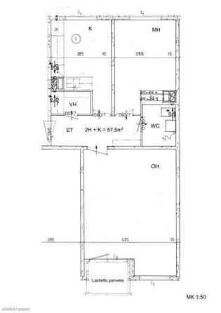 2h+k+vh, lasitettu parveke  Haemeenlinna