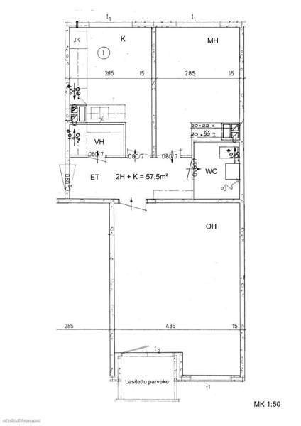 2h+k+vh, lasitettu parveke  Haemeenlinna - photo 2