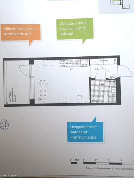 1h + avokeittiö + WC + iso parveke  Vantaa - valokuva 2