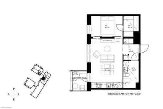 2h+kk+lasitettu parveke  Oulu