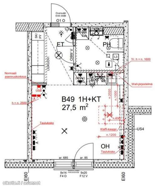 1h + avokeittiö + ransk. parveke  Вантаа - изображение 7