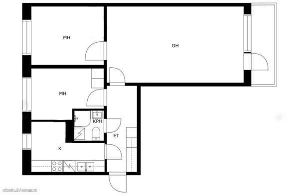 3h + k + kph + et + lasitettu parveke  Turtkul – foto 2