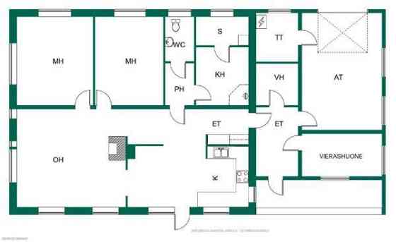 4h + avok + s + kh + wc + tt + vh + at + terassi  Hollola
