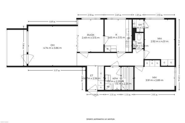 4 h + k + kph + s + wc  Helsinki - valokuva 1