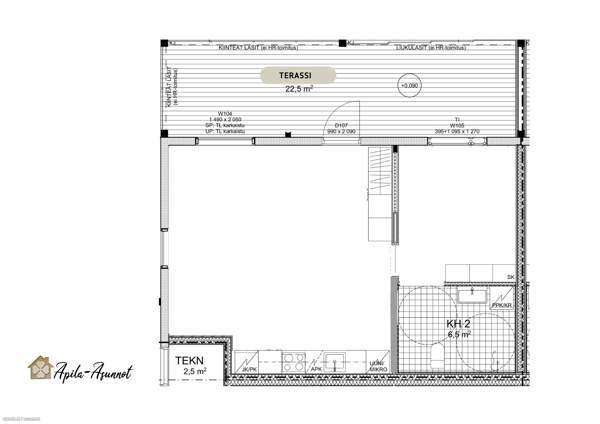 2h + avok. (50mВІ) + lasitettu terassi (22,5mВІ)  Глебычево - изображение 6