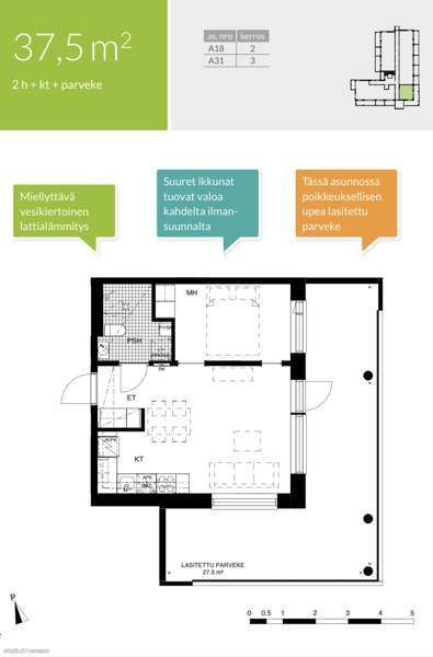 Kulma-asunto! 2h + avokeittiö + suuri lasitettu pa  Vantaa - photo 3