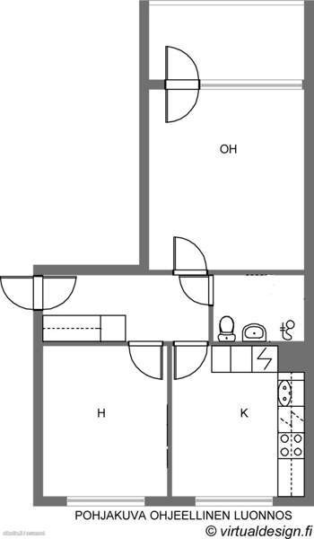 2h + keittiö ja lasitettu parveke  Raahe - valokuva 2