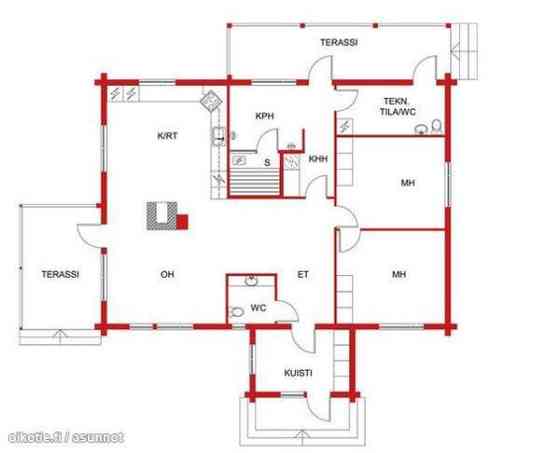 avok + oh, 2 mh, wc, s, ph, khh/pukeutumistila, te  Куопио