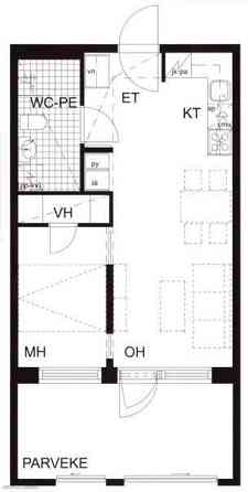 2h+avokt+kph+10 m2 iso lasitettu parveke  Vantaa