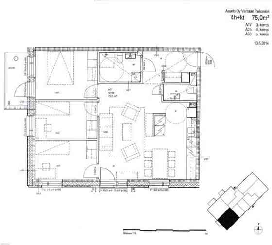 4h + kph-wc + wc + avokeittiö + 2 parveketta  Vantaa