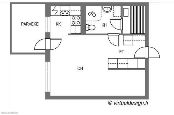 1h +kk+alkovi+ s + p  Leppävirta - valokuva 2