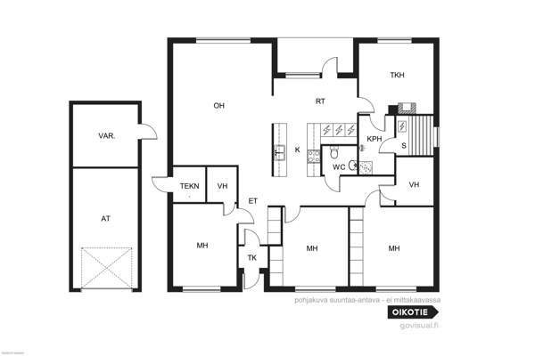 3mh, oh, th, k, ph, s, 2vh, wc, at, ulkov.  Kouvola - photo 3