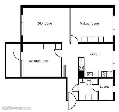 3h + k + sauna  Helsinki