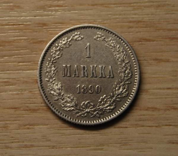 1 Markka 1890 Aleksanteri III Hopeaa Helsinki – foto 1