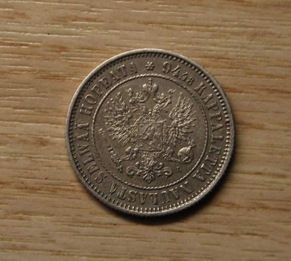 1 Markka 1890 Aleksanteri III Hopeaa Helsinki – foto 2