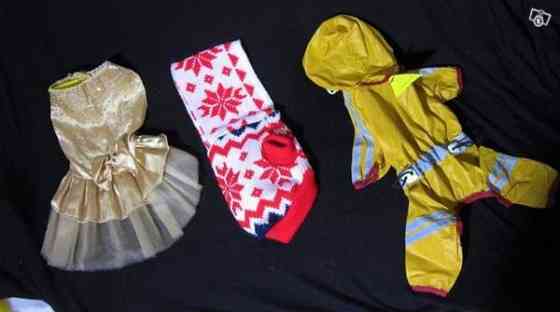 Pienen koiran vaatteita:Juhlamekko ja sadeasu Вантаа