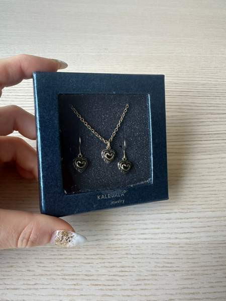 Kalevala talon sydän pronssi korvakorut sekä kaulakoru Imatra - photo 2