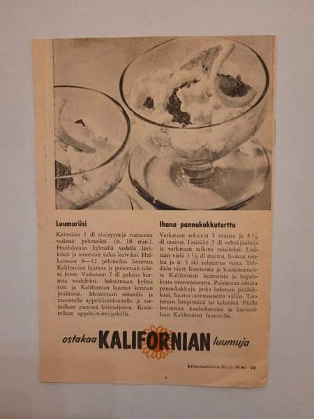 Vanha esite Uusista Kalifornian luumuista Helsinki – foto 2