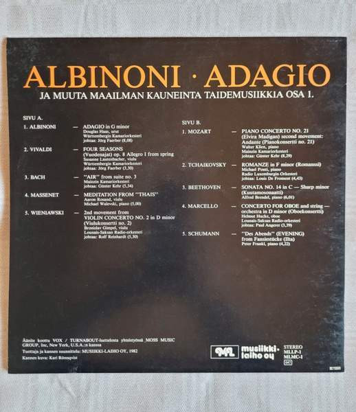 Vinyyli LP Albinoni Adagio (ja muuta kaunista) Helsinki – foto 2