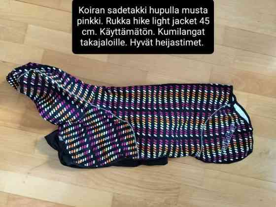 Rukka musta pilkullinen koiran sadetakki 45 cm Salo