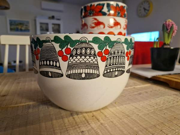 Arabia Finel Joulun kellot iso kulho ~21cm Helsinki - изображение 2