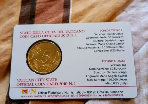 Vatikaani 2010 50c coin card Ylivieska – foto 2