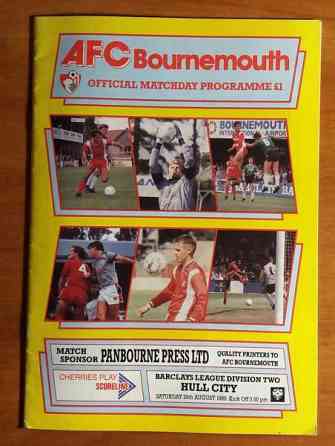 AFC Bournemouth v Hull City 26.8.1989 Official Matchday Programme Lappeenranta