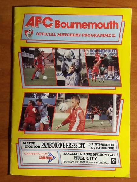 AFC Bournemouth v Hull City 26.8.1989 Official Matchday Programme Lappeenranta - photo 1