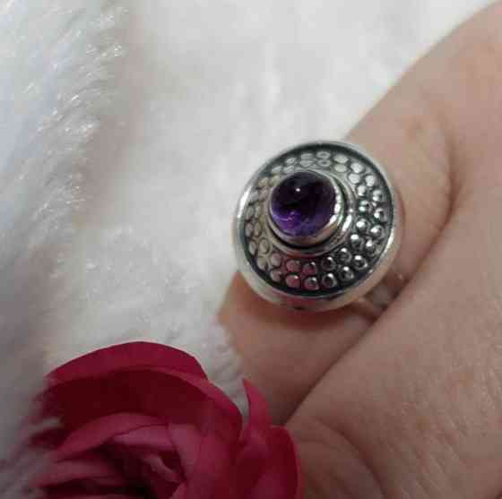 E.Granitin 813 hopea sormus ametisti kivellä vuodelta 1966. Design, Vintage Лахти
