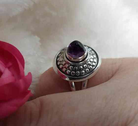 E.Granitin 813 hopea sormus ametisti kivellä vuodelta 1966. Design, Vintage Лахти