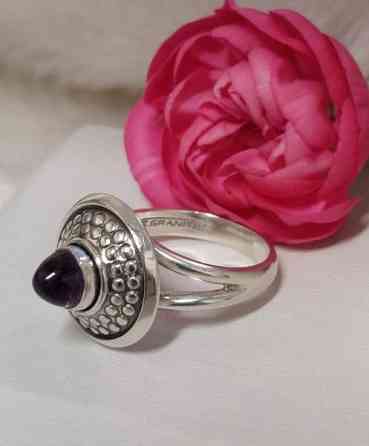 E.Granitin 813 hopea sormus ametisti kivellä vuodelta 1966. Design, Vintage Лахти