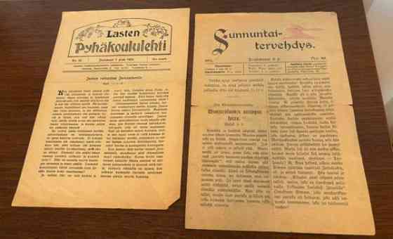 Sunnuntai-tervehdys 1916 ja Lasten Pyhäkoululehti 1923 Tampere