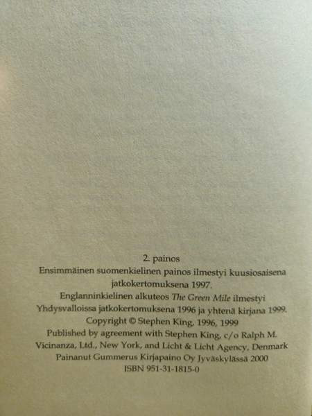 Stephen King: Kuoleman käytävä Vantaa - valokuva 3