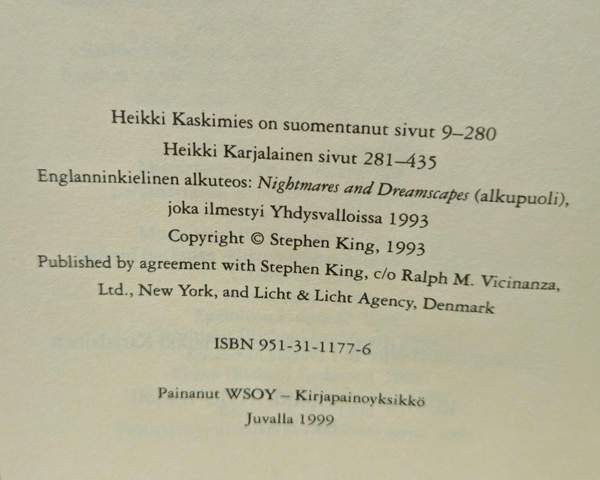 Stephen King: Yksinäinen sormi Vantaa - valokuva 3